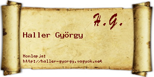 Haller György névjegykártya